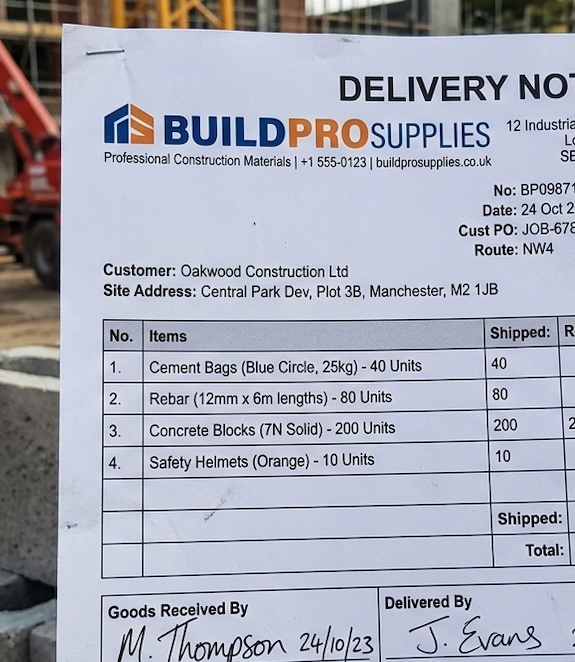 Delivery note
